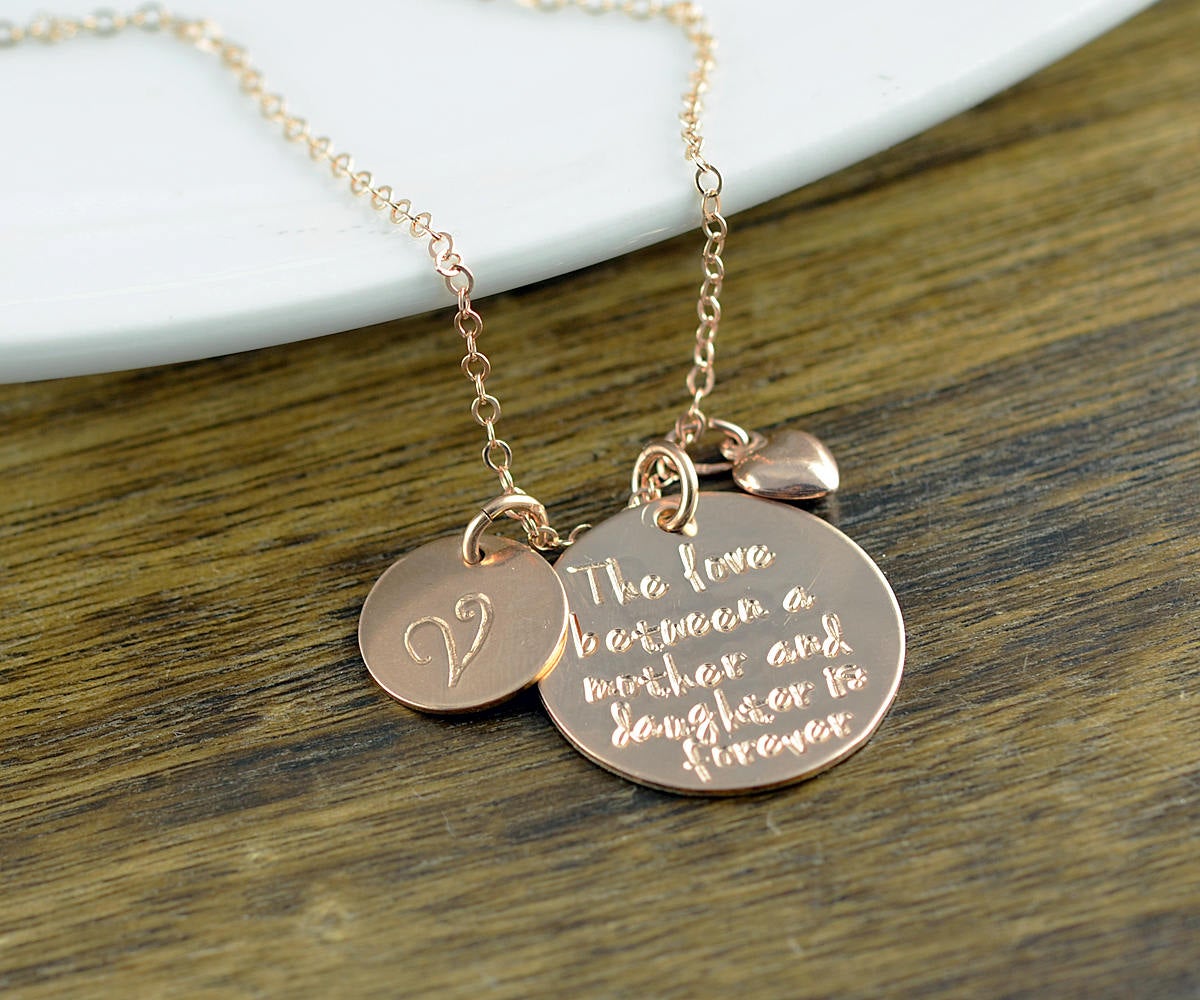 Mother daughter 2024 necklace rose gold