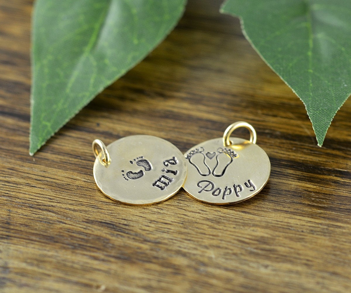 14 Kt Gold Filled Name Charm, Personalized Name, Add A Charm, Hand Stamped Gold Filled Disc,add On