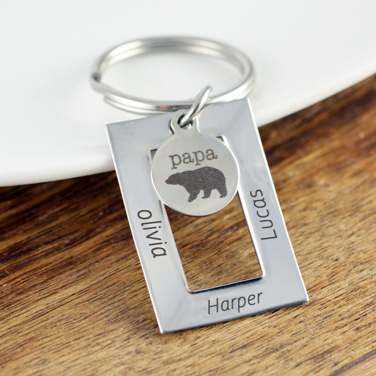 Papa Bear Keychain, Fathers Day Keychain, Dad Gift, Father's Day Gift, Gifts For Daddy, Personalized Fathers Day Gift, Engraved