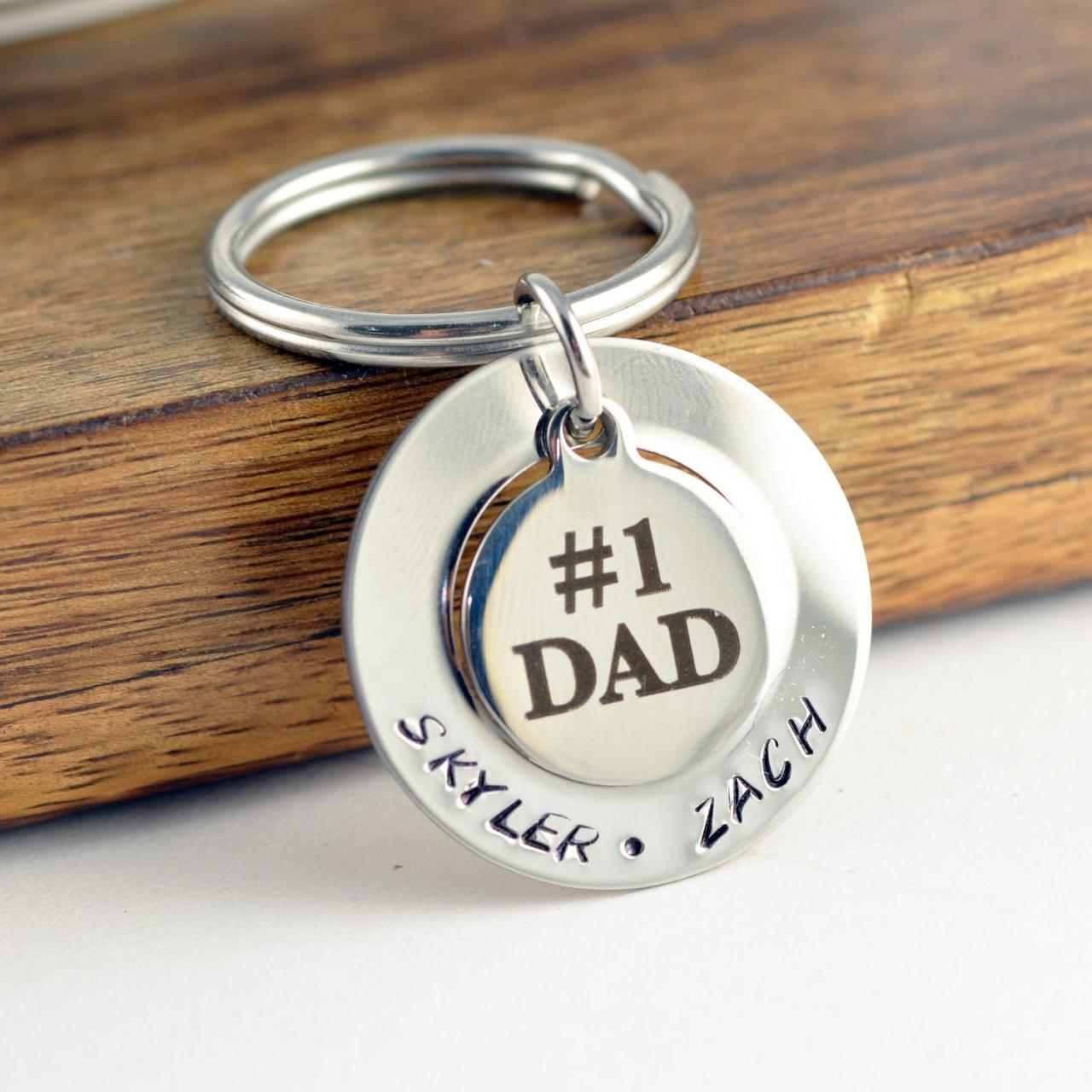 Personalized Fathers Day Keychain, #1 Dad Keychain, Personalized Father's Day Gift, Custom Keychain, Kids Names,dad Gift, Engraved