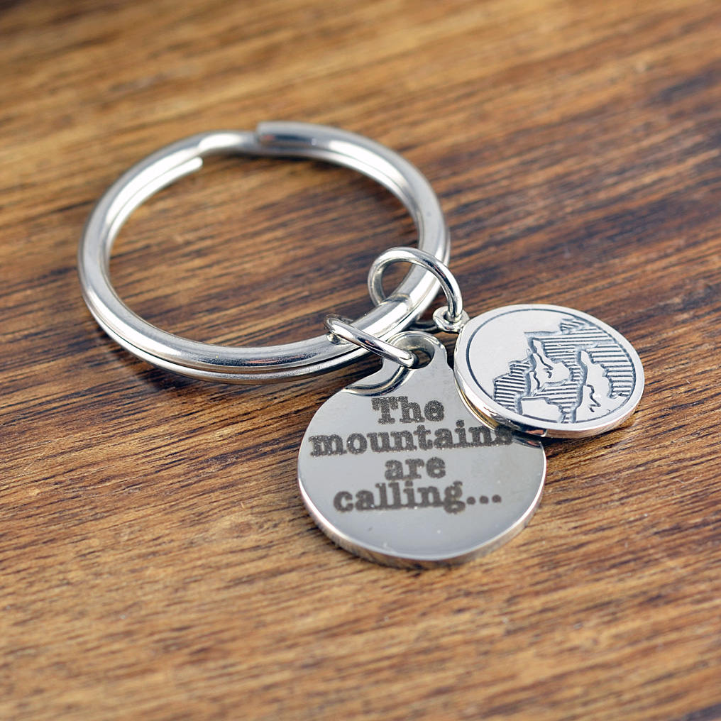 The Mountains Are Calling Key Chain -gift For Her - Outdoor Gift For Husband- Mountain Keychain - Jewelry Gift For Hiker, Nature, Ski