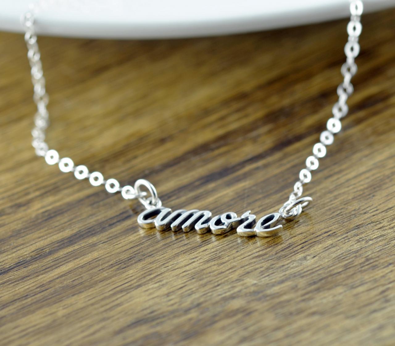 Script Name Necklace, Amore Necklace, Amore Script Necklace, Script Necklace, Bridesmaid Jewelry, Valentines Day, Gift Idea, Gift For Her