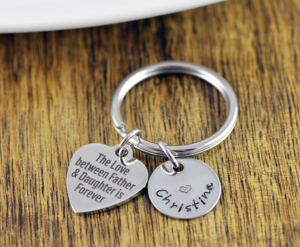 Dad Keychain, Engraved Keychain, The Love Between A Father And Daughter Is Forever Keychain, Personalized Father's Day Gift, Custom