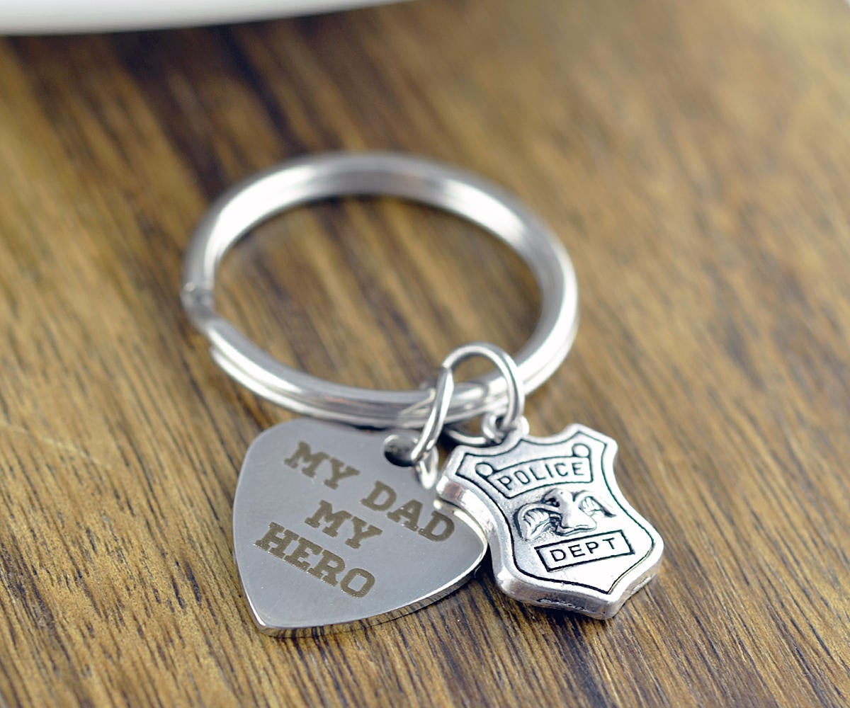 My Dad My Hero Keychain, My Daddy Is A Police Officer Keychain, My Daddy Is My Hero, Dad Hero Gift, Father Gift, Police Officer Gifts