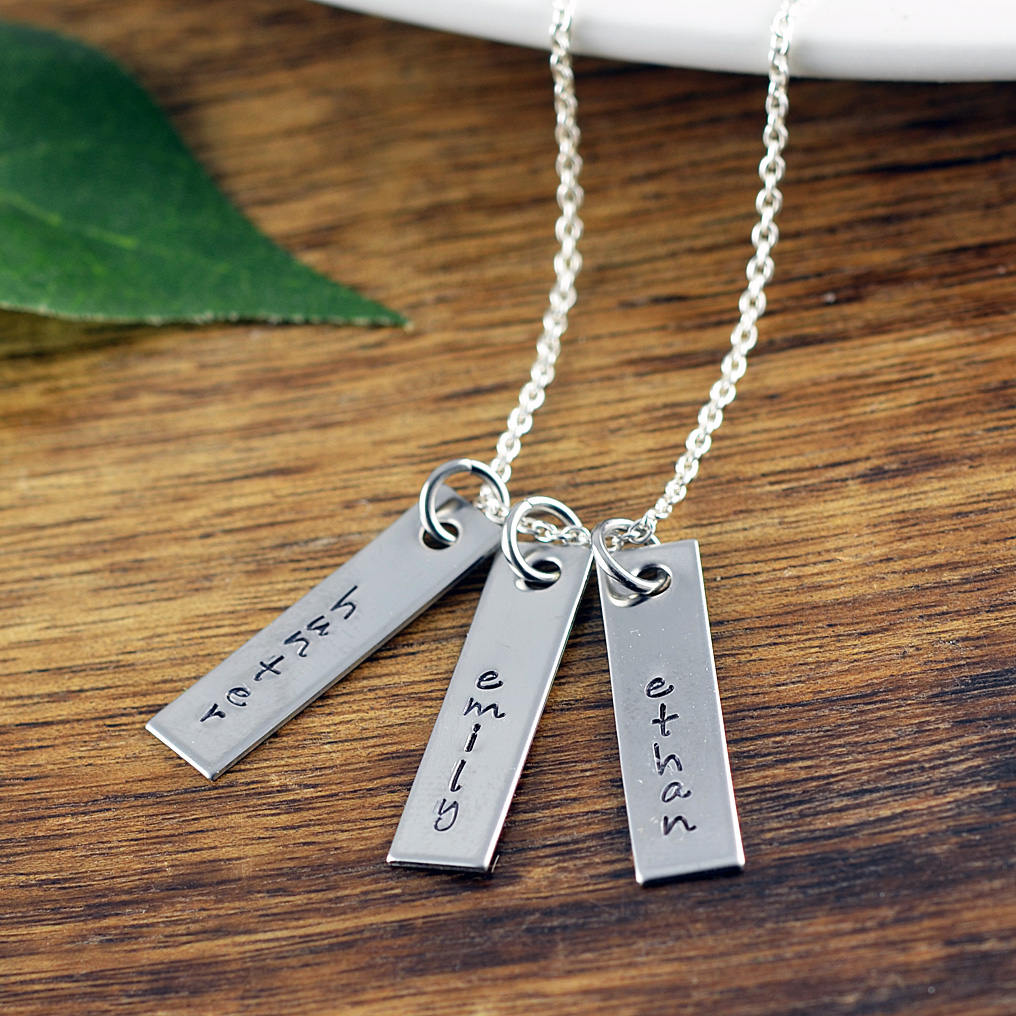 Mom Gift, Mother Necklace, Name Necklace Silver, Silver Bar Necklace, Silver Name Plate Necklace, Engraved Necklace, Gift For Mom
