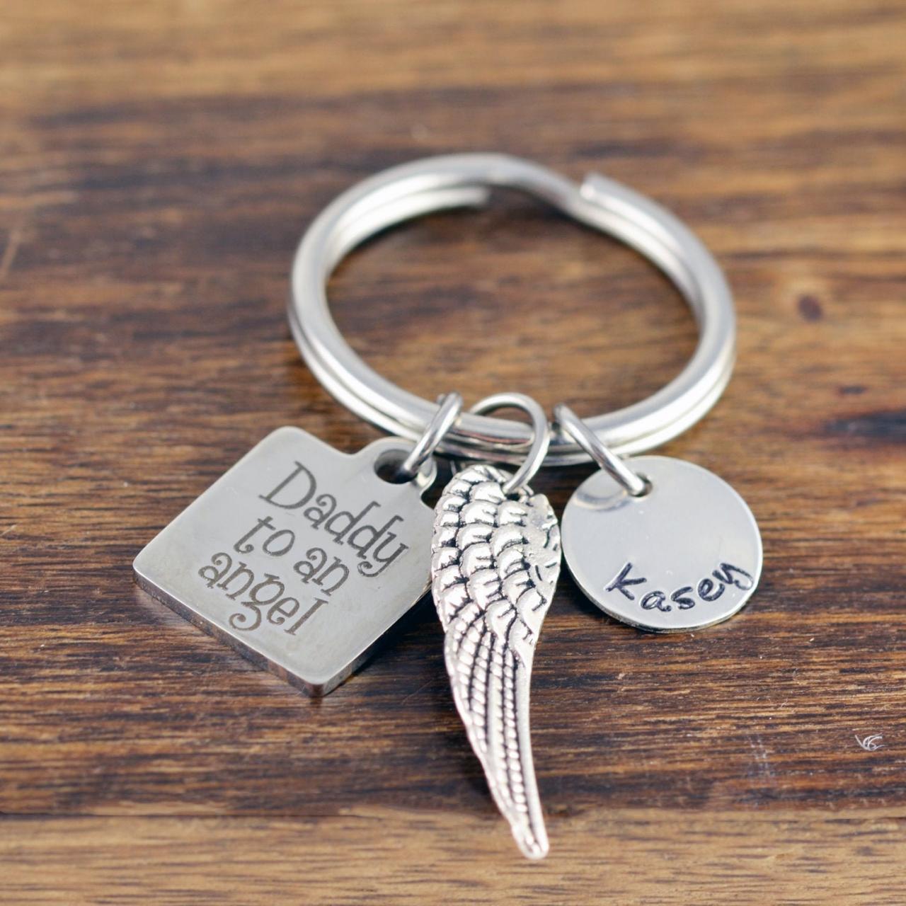 Daddy To An Angel Keychain - Memorial Keychain, Remembrance Jewelry, Bereavement Gift, Sympathy Gift, Loss Of Loved One, Infant Loss Gifts
