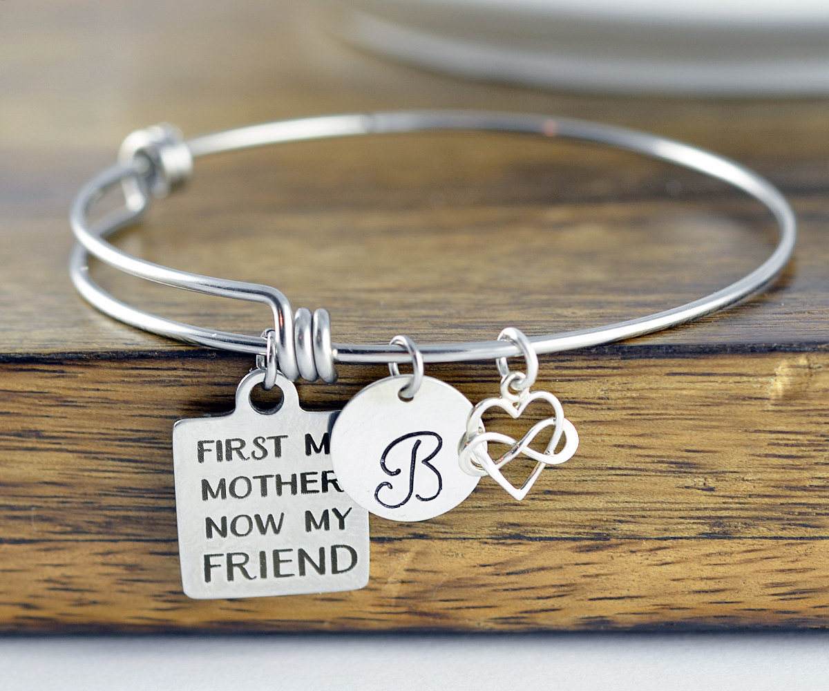 First My Mother Now My Friend, Gift For Mother, Mothers Day Gift, Mother Bracelet, Personalized Bangle, Mother Birthday Gift
