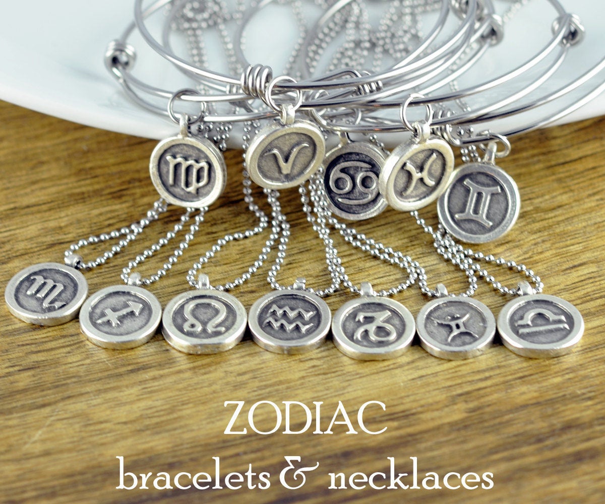 Zodiac Bracelet - Horoscope Bracelet - Zodiac Gift - Zodiac Charm - Zodiac Jewelry - Astrological Jewelry - Charm Bracelet- Bangle Bracelet