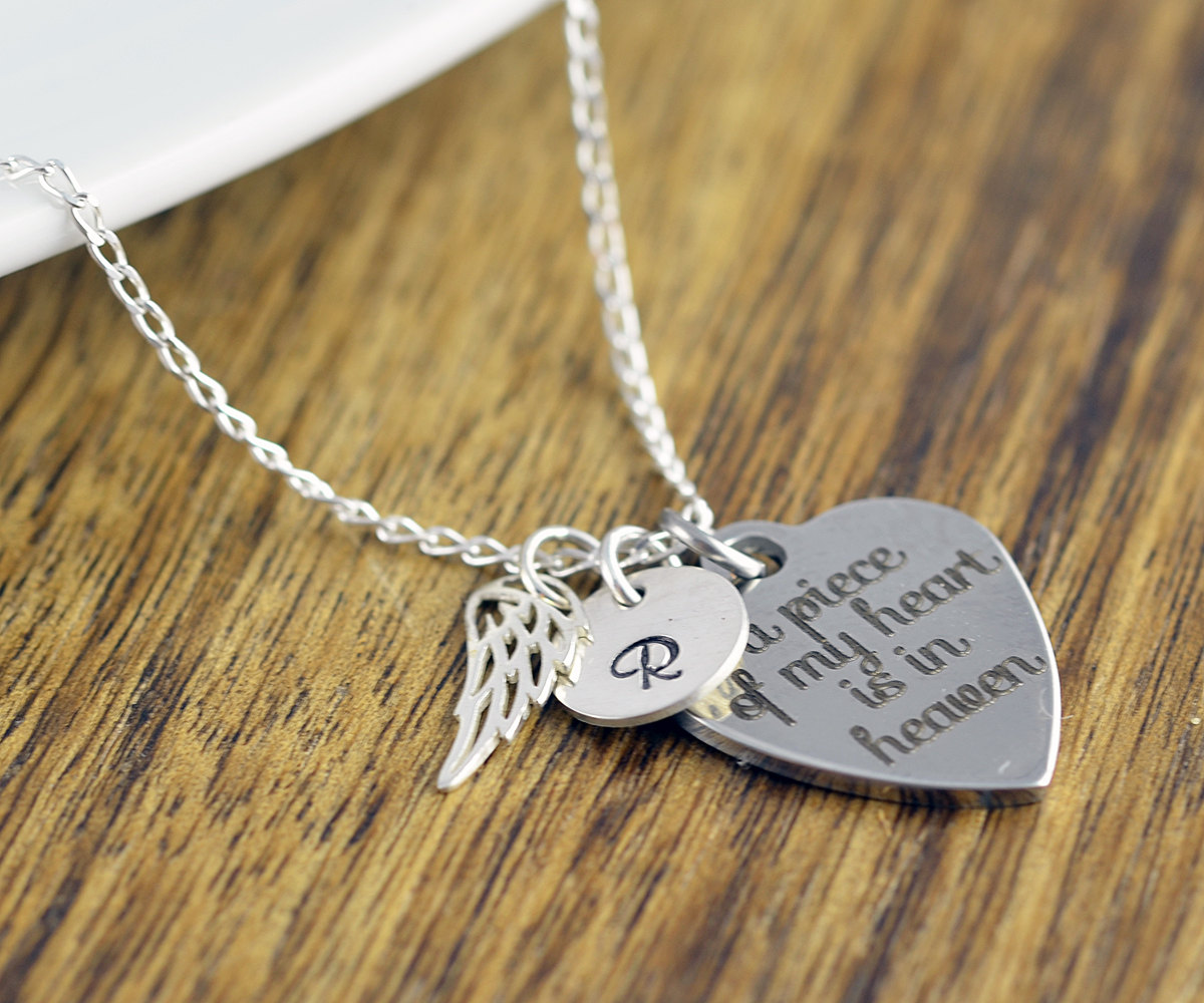 A Piece Of My Heart Is In Heaven, Personalized Necklace, Remembrance Jewelry, Remembrance Necklace, Memorial Necklace, Memorial Jewerly