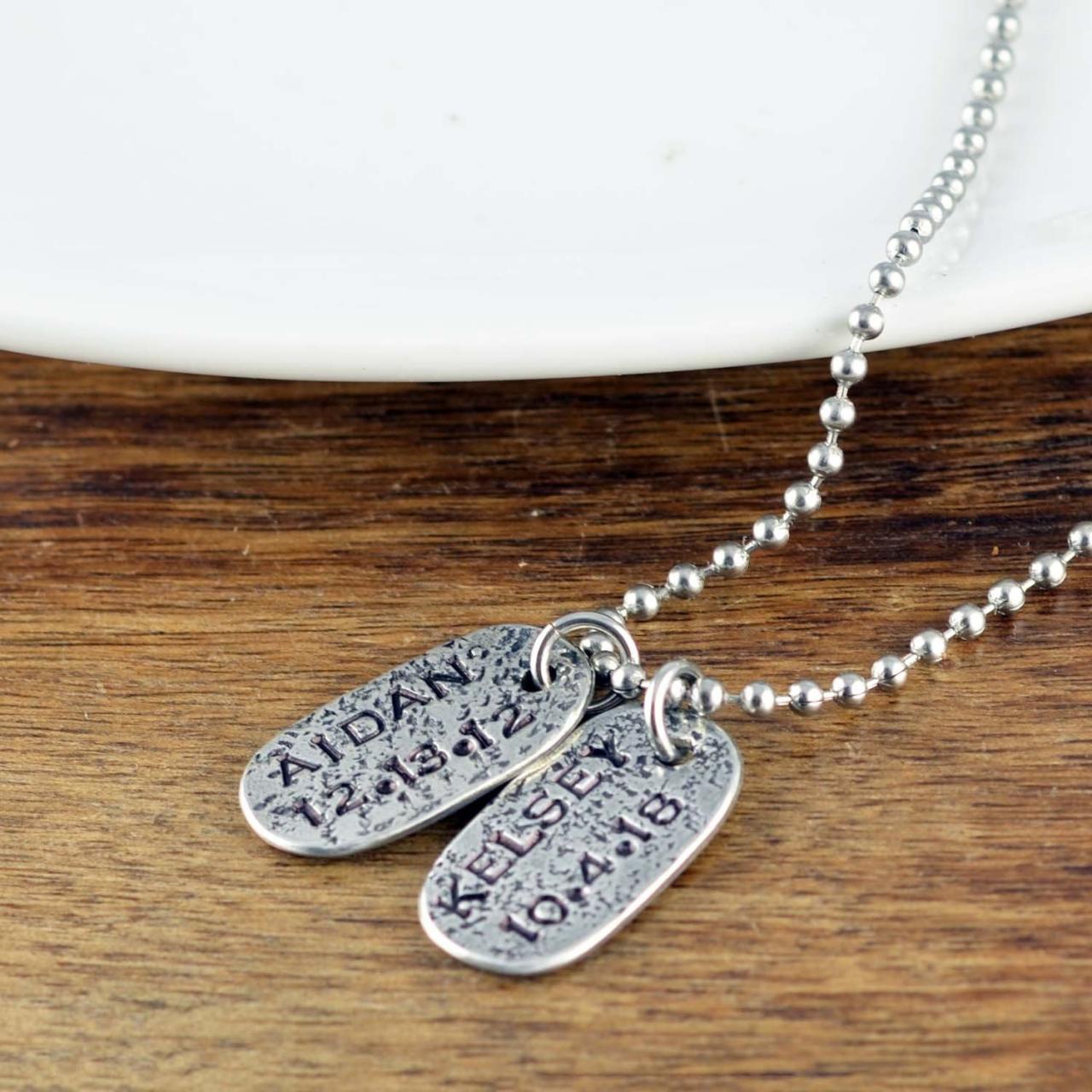 Personalized Mens Necklace, Dog Tag Necklace, Mens Jewelry, Mens Gift, Hand Stamped Necklace, Gift For Him, Gift For Dad, Fathers Day Gift
