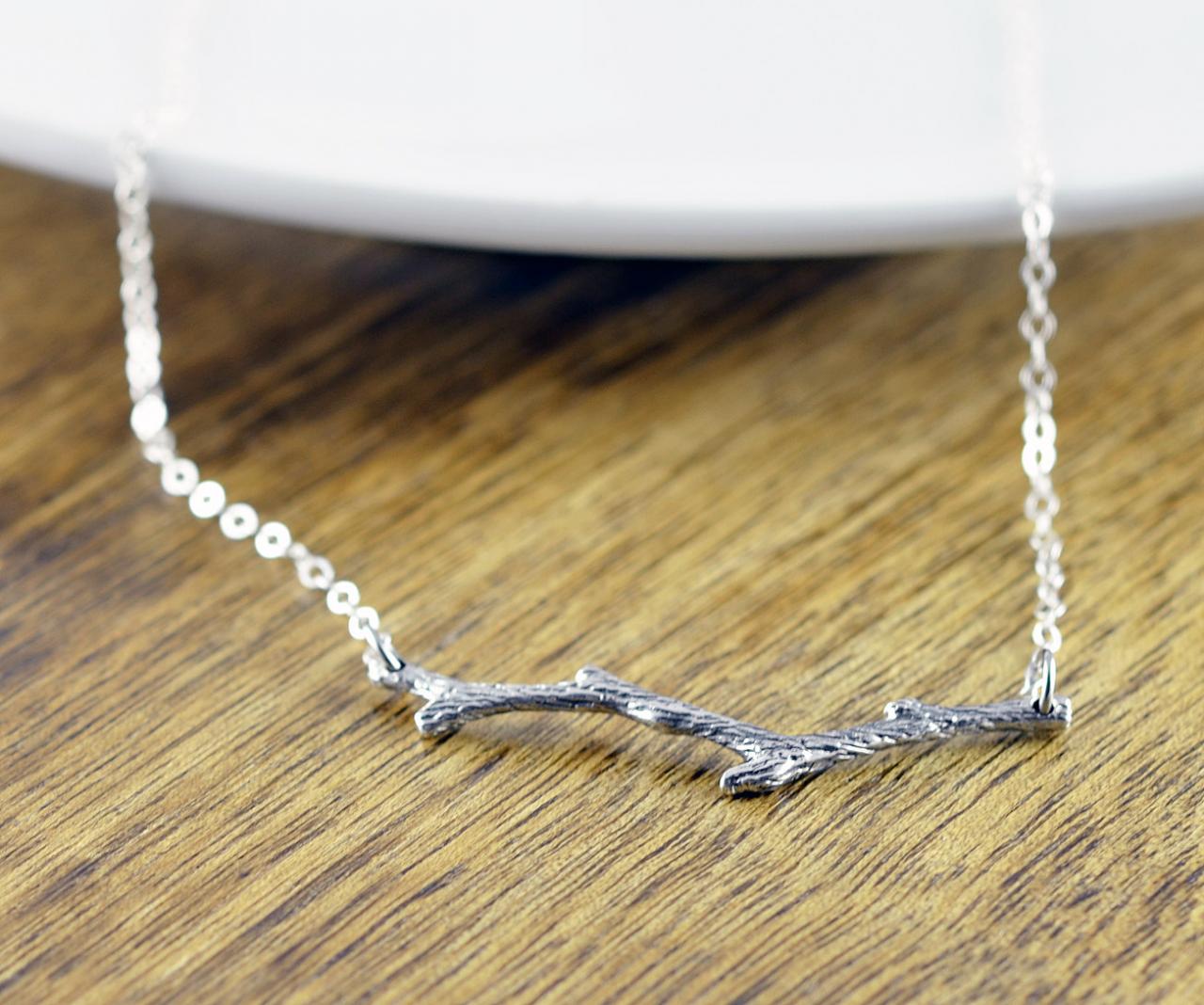 Silver Branch Necklace - Tree Layering Necklace - Silver Tree Branch Charm - Twig Necklace - Nature Jewelry -fall Necklace