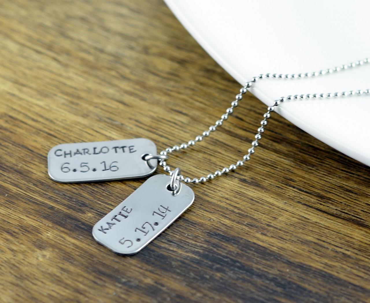 Personalized Mens Necklace, Dog Tag Necklace, Mens Jewelry, Mens Gift, Hand Stamped Necklace, Gift For Him, Gift For Dad, Christmas Gift
