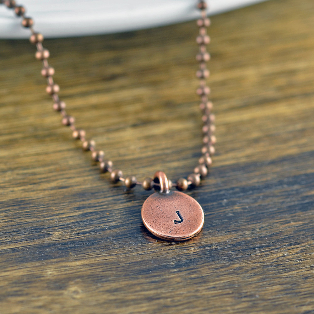 Copper Initial Necklace - Pendant Necklace - Mens Necklace - Boyfriend Gift - Anniversary Gift - Copper Jewelry - Gift For Couple