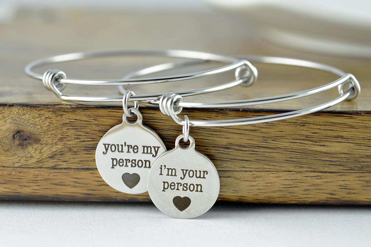 You're My Person Bangle Bracelet - Grey's Anatomy Inspired - You Are My Person Bracelet, I'm Your Person Bracelet Set,