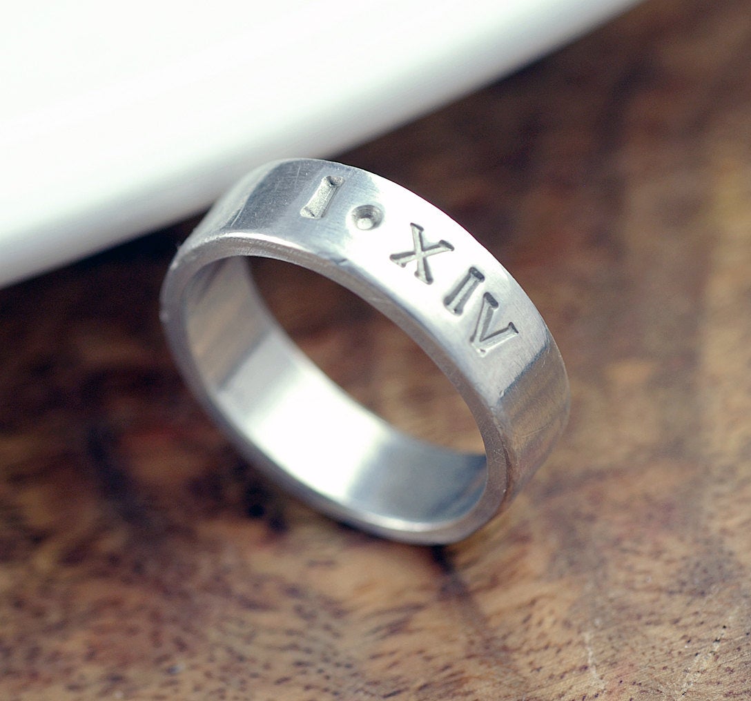 Personalized Ring, Unisex Ring, Roman Numeral Ring, Hand Stamped Ring, Date Ring, Anniversary Gifts For Men, Mens Gift, Boyfriend Gift