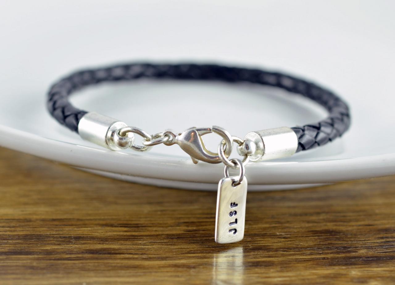 Personalized Mens Leather Bracelet - Custom Initial Bracelet - Custom Leather Bracelet - Mens Bracelet - Mens Leather Bracelet - Mens Gift