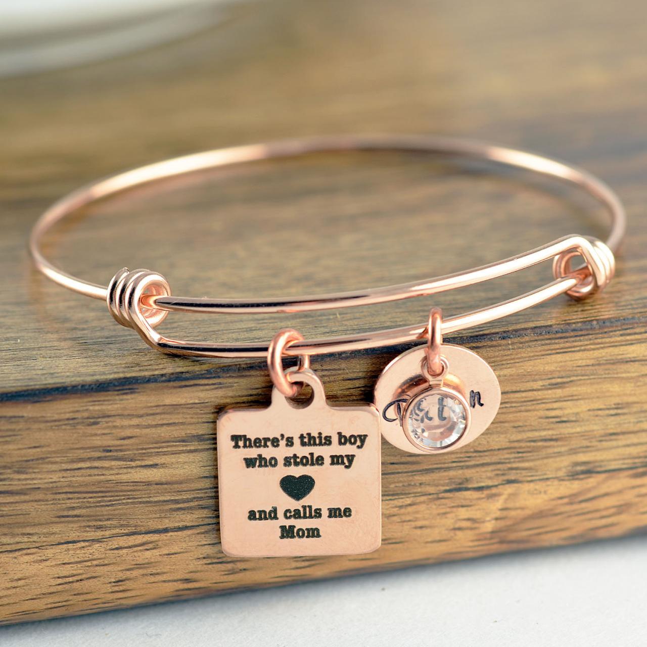 Gift For Mom, There's This Boy Who Stole My Heart He Calls Me Mom Bracelet, Mother And Son Bracelet, Mothers Jewelry, Christmas Gifts
