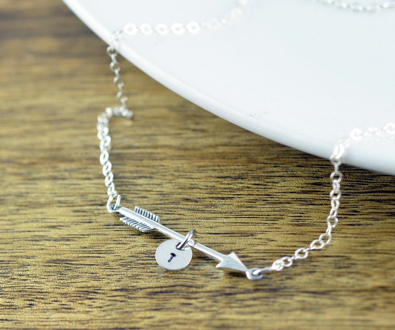 Arrow Necklace - Arrow Jewelry - Sterling Silver Arrow Necklace - Personalized Arrow Necklace - Silver Initial Necklace - Initial Jewelry