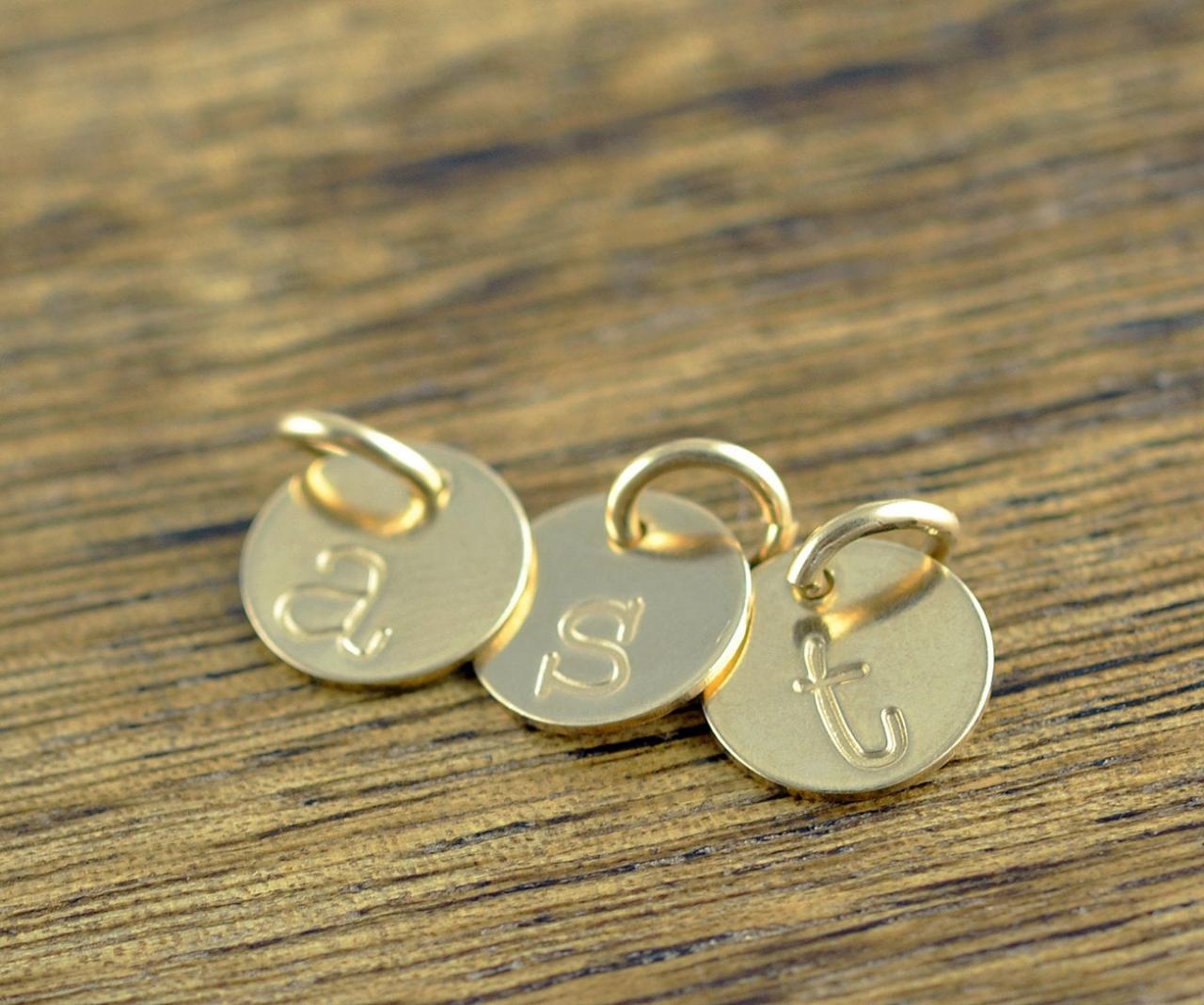 Gold Initial Charm, Personalized Initial, Add A Charm, Hand Stamped 14 Kt Gold Filled Initial Disc, Gold Filled Letter