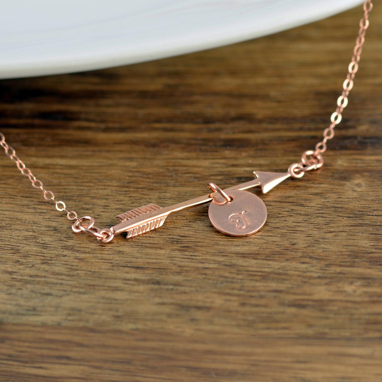 Personalized Arrow Necklace - Rose Gold Initial Necklace - Initial Jewelry - Arrow Necklace - Arrow Jewelry - Rose Gold Arrow Necklace