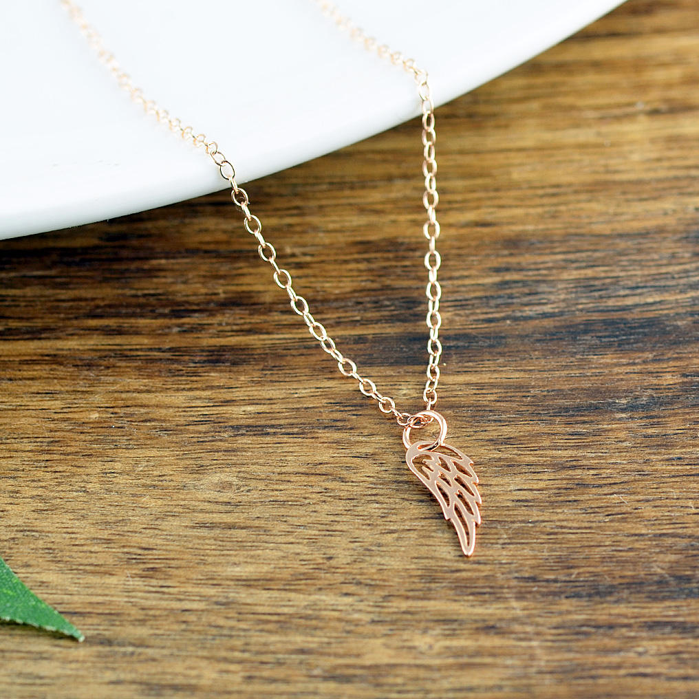 Rose Gold Wing Necklace, Angel Wing Charm Necklace, Memorial Necklace, Memorial Jewelry, Wing Necklace, Remembrance Gifts
