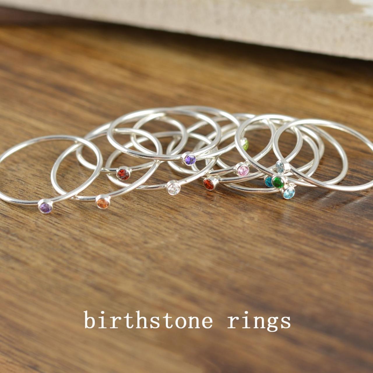 Birthstone Stacking Rings, Birthstone Ring, Birthstone Jewelry, Dainty Birthstone Ring, Minimal Ring, Stacking Ring, Gift for Her