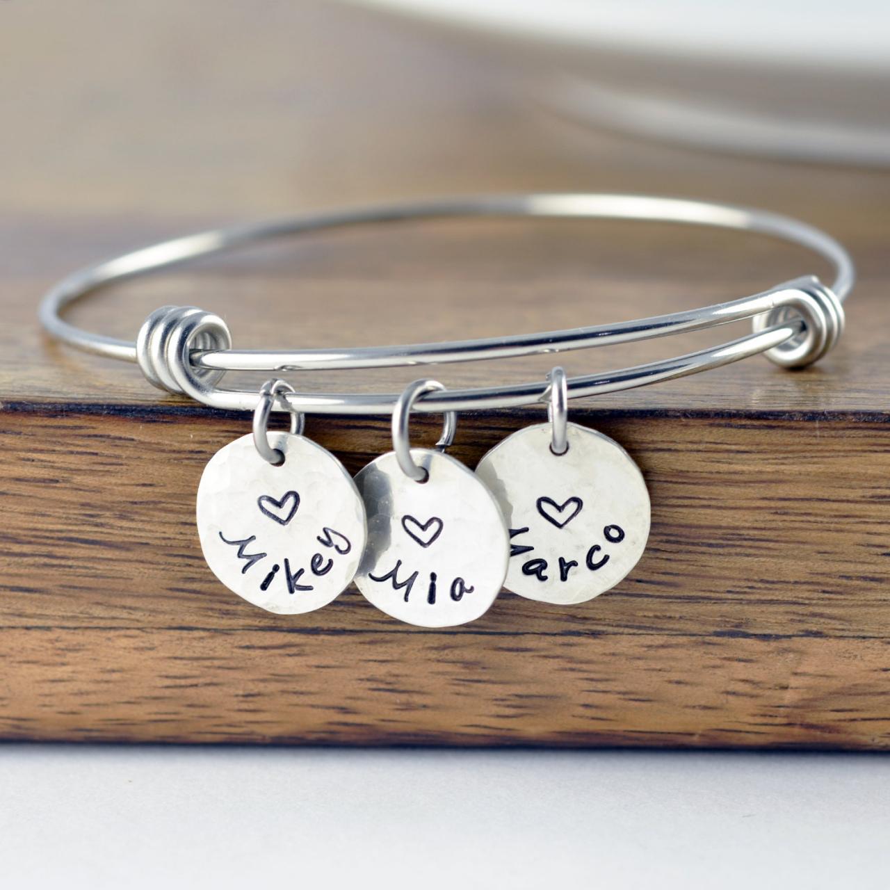 Gift For Wife, Gift For Women Birthday, Personalized Gift, Silver Bracelet, Mother's Bracelet, Mom Jewelry, Kids Name Jewelry, Gifts For