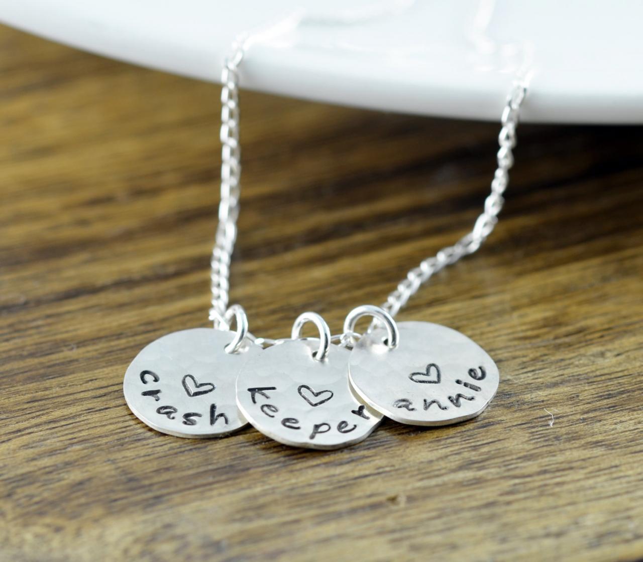 Personalized Silver Necklace, Mother's Necklace, Mom Jewelry, Kids Name Necklace, Custom Stamped Necklace, Gifts For Mom, Personalized