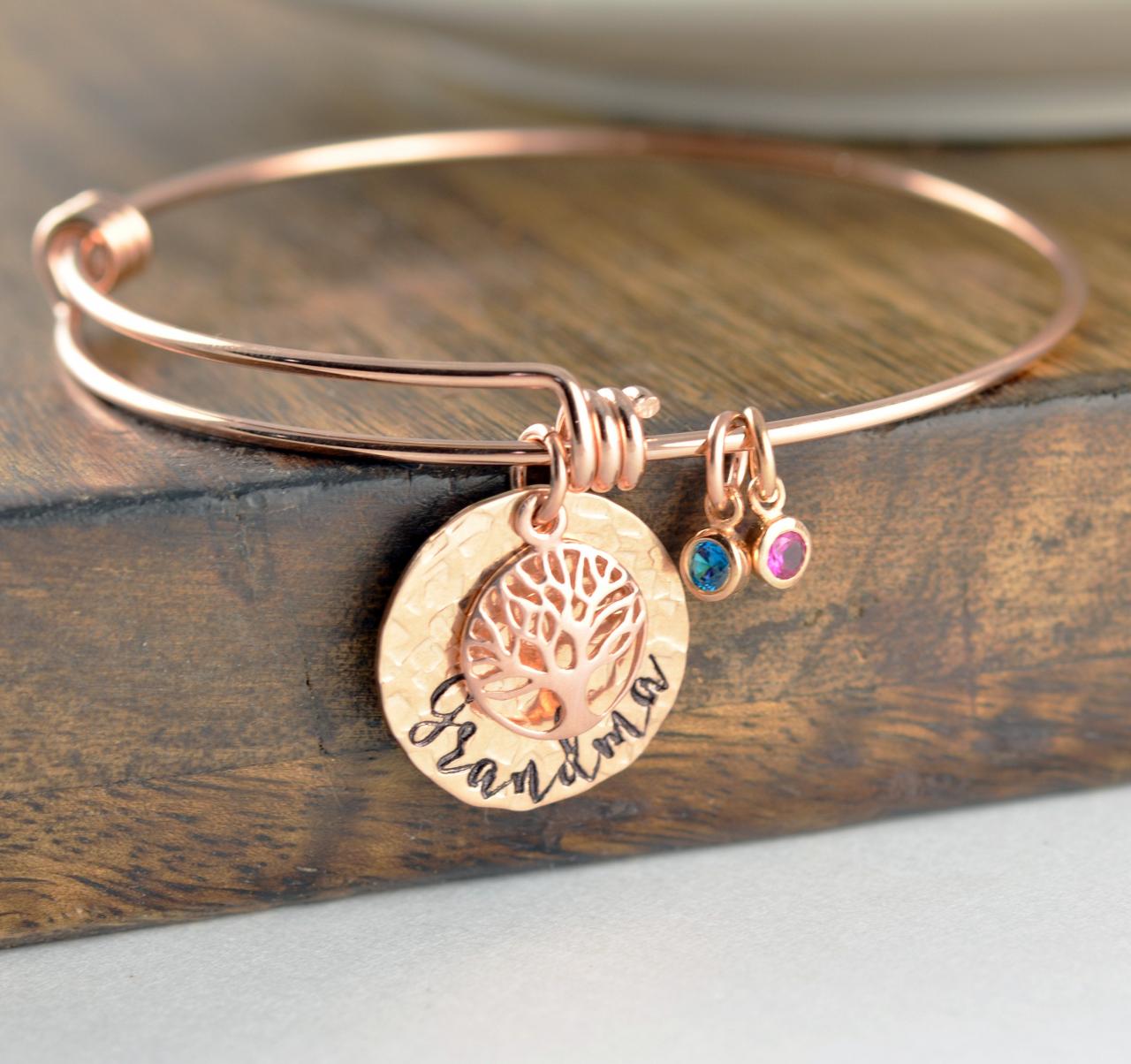 Grandma Family Tree Bracelet, Grandma Gift, Grandma Birthstone Bracelet ...