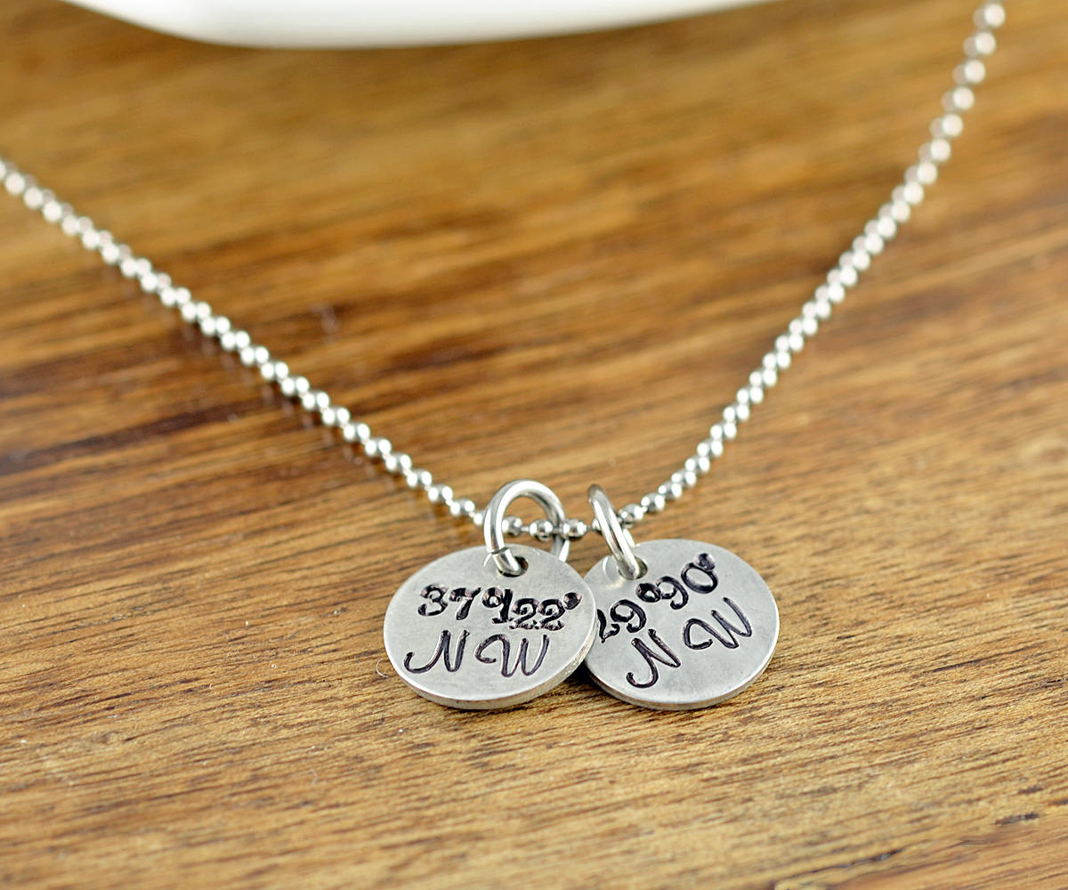 Coordinate necklace for him on sale