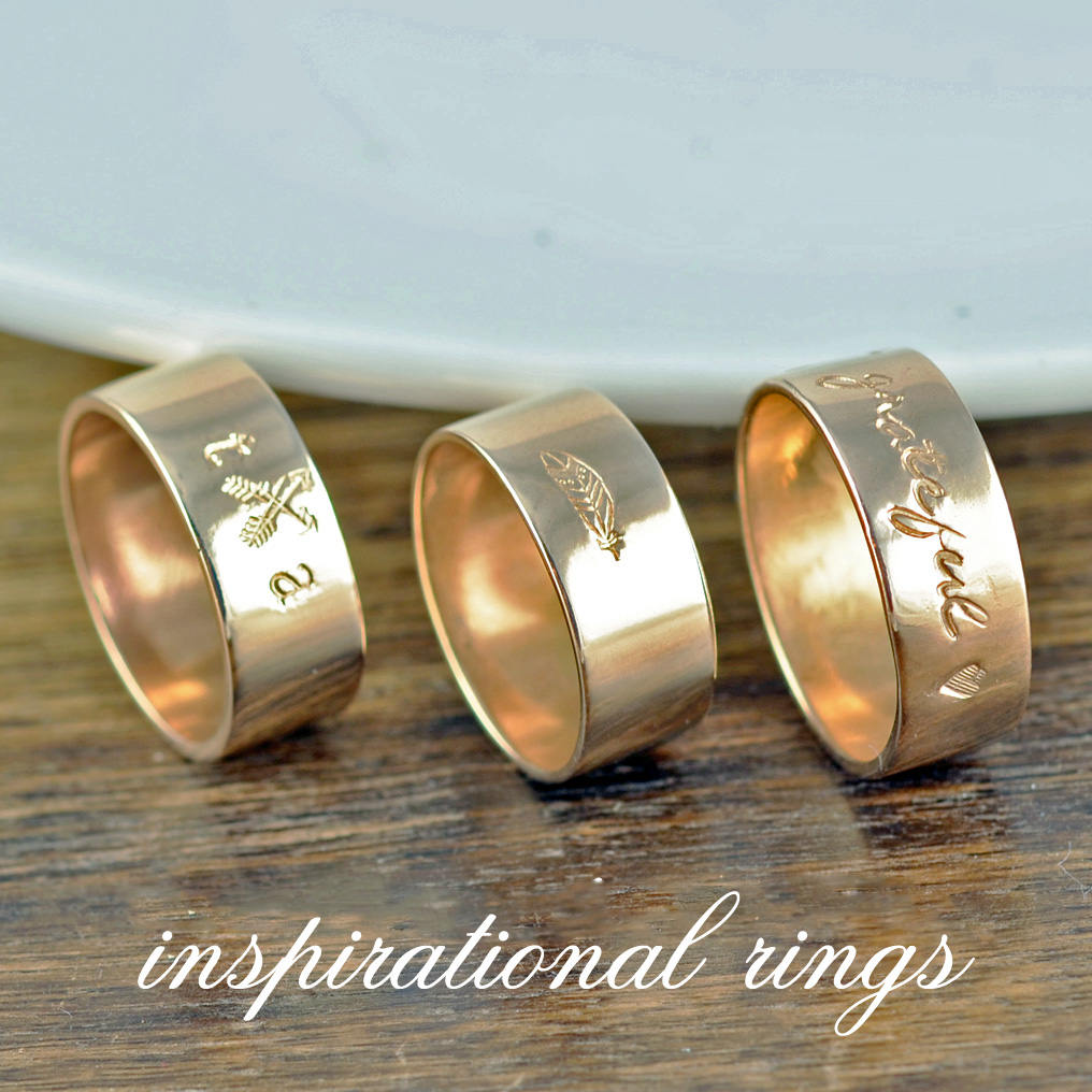 Inspirational Gifts, Inspirational Jewelry, Gift for Her, Unique Gift, Gold Ring, Word Ring, Hand Stamped Ring, Personalized Ring