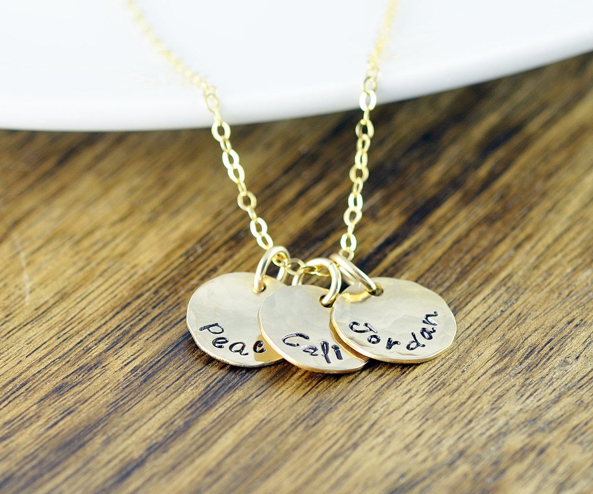 Gold Name Necklace - Hand Stamped Necklace - Gold Name Necklace - Gold Jewelry - 14 Kt Gold Filled - Personalized Jewelry - Custom Necklace