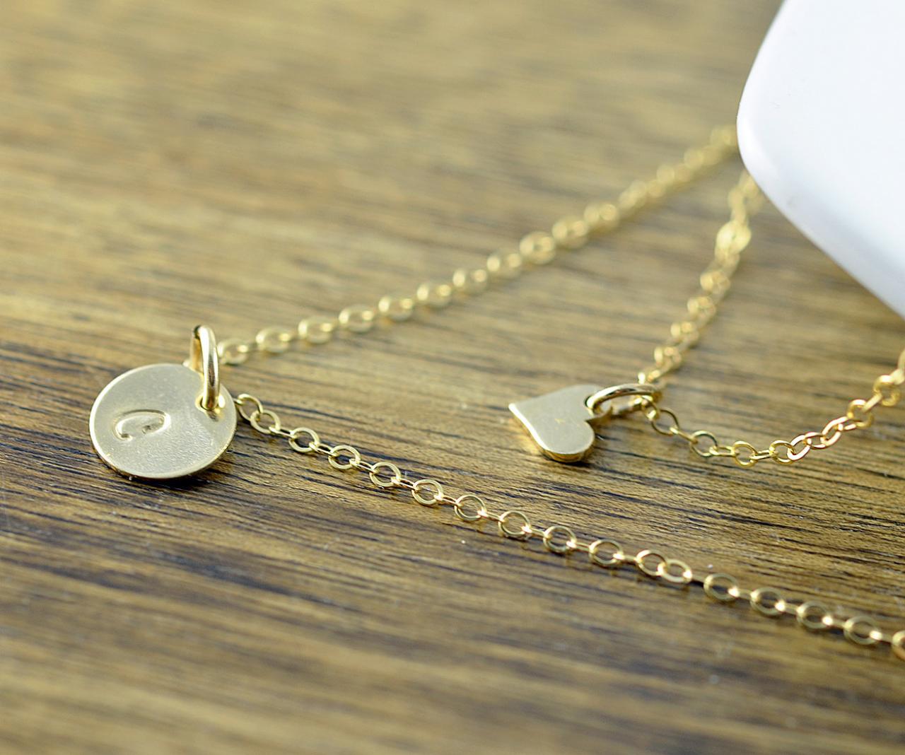 Layered Necklace - Delicate Gold Necklace - Simple Necklace - Initial Necklace - Everyday Necklace - Bridesmaid Gift - Friend Gift