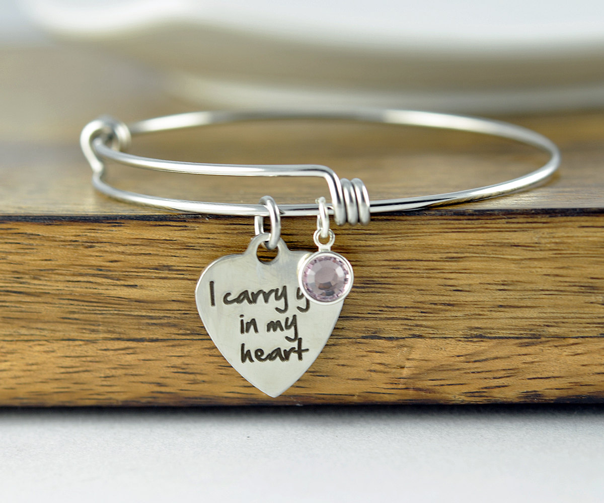 I Carry You In My Heart - Remembrance Jewelry - Memorial Bracelet - Sympathy Gift - Loss Of Child Gift, Miscarriage, Personalized Bracelet