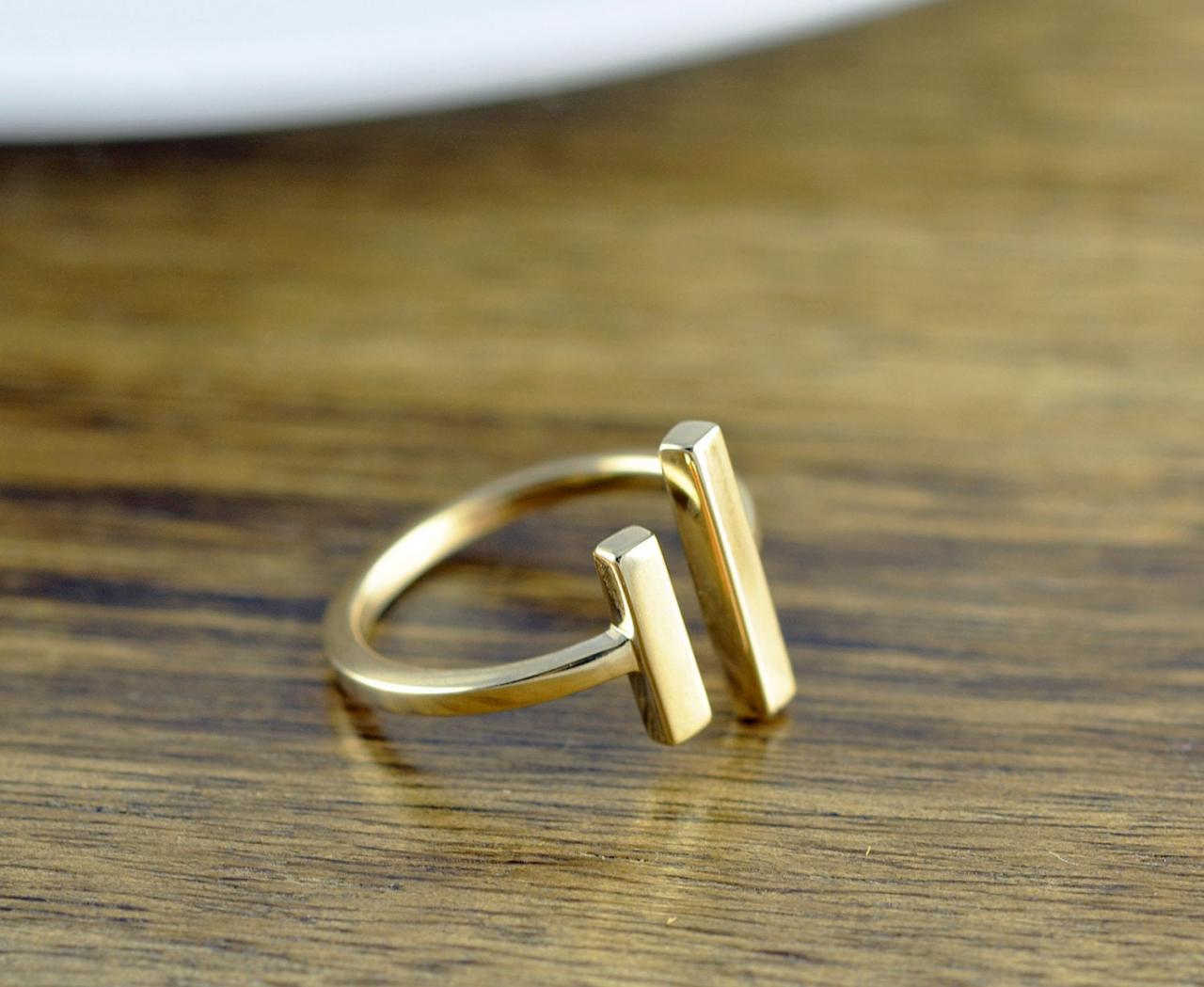 Parallel Bar Ring, Gold Ring, Parallel Ring, Long Bar Ring, Adjustable Ring, Geometric Ring, Modern Minimalist Ring, Gift For Her