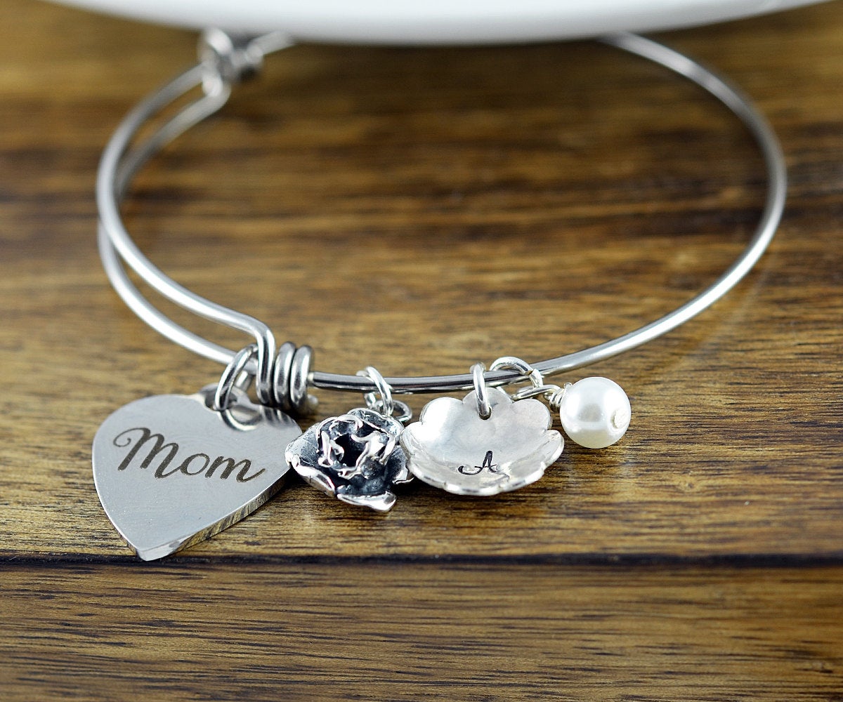 Personalized Bangle, Gifts for Mom, Mothers Day Gift, Mother Bracelet, Mother Daughter Gift, Mother of The Bride Gift, Mother Birthday