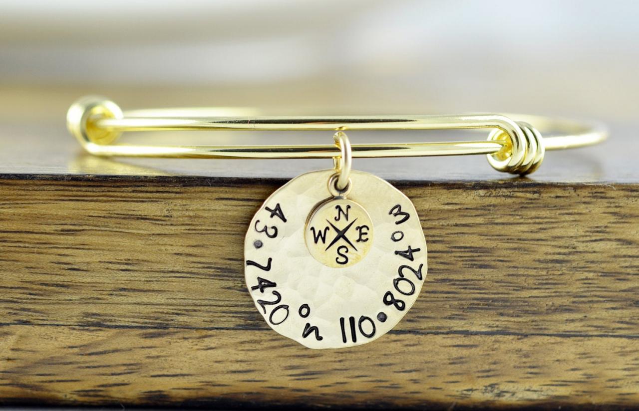 Gold Coordinate Bracelet, Coordinate Jewelry, Gps Coordinates, Coordinates Gift, Coordinate Bracelet, Friend Gift, Christmas Gift For Her