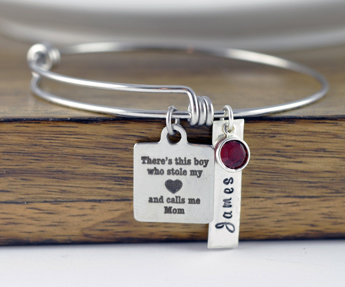 There's This Boy Who Stole My Heart He Calls Me Mom Bracelet / Mother And Son Bracelet, Mothers Jewelry, Mothers Day Gift, Mothers