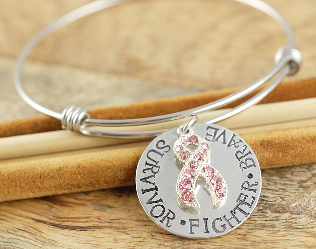 Bangle Bracelet - Personalized Bangle - Breast Cancer Awareness - Breast Cancer Bracelet - Breast Cancer Survivor