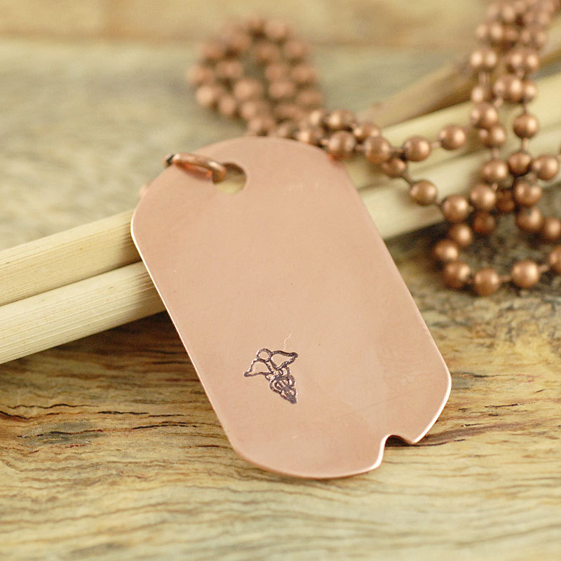 Copper Dog Tag Necklace - Personalized Medical Id Necklace - Allergy Awareness - Caduceus Symbol - Custom Medical Id Jewelry