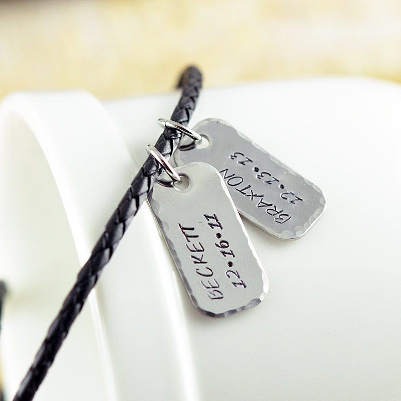 Personalized Mens Tag Necklace, Mens Jewelry, Hand Stamped Pendant Necklace,gift For Him