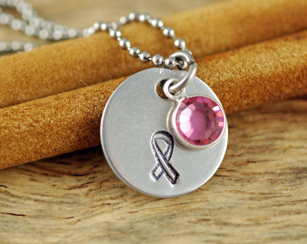 Personalized Hand Stamped Necklace, Breast Cancer Awareness, Hand Stamped Jewelry, Womens Jewelry, Breast Cancer Survivor Necklace