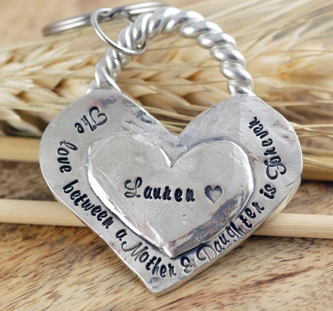 Personalized Key Chain - The Love Between A Mother And Daughter Is Forever - Hand Stamped Keychain - Gifts for Mom - Mother Daughter Gift