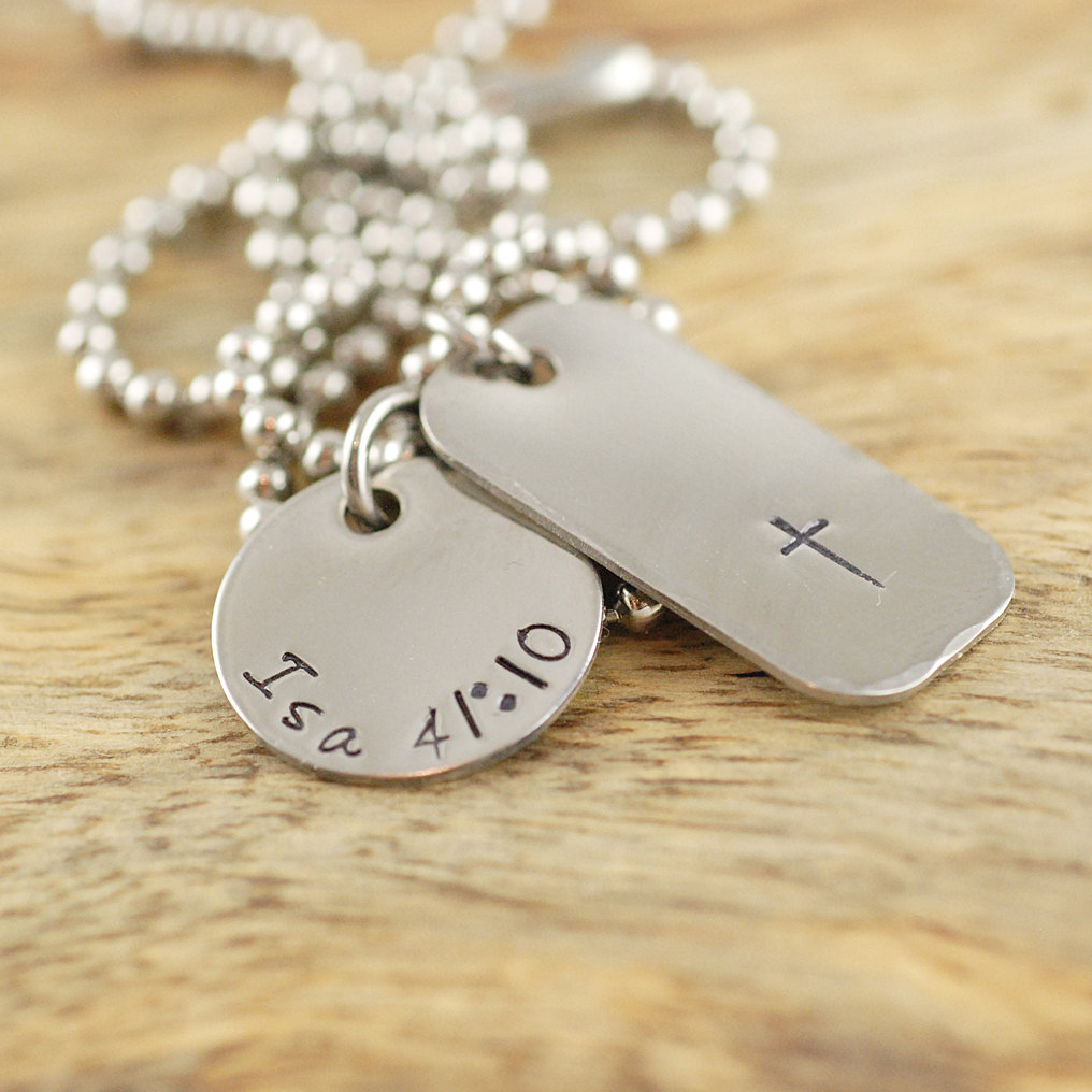Personalized Mens Necklace, Mens Personalized Tag Necklace, Hand Stamped Mens Necklace, Mens Jewelry, Gift For Dad, Gift For Boyfriend