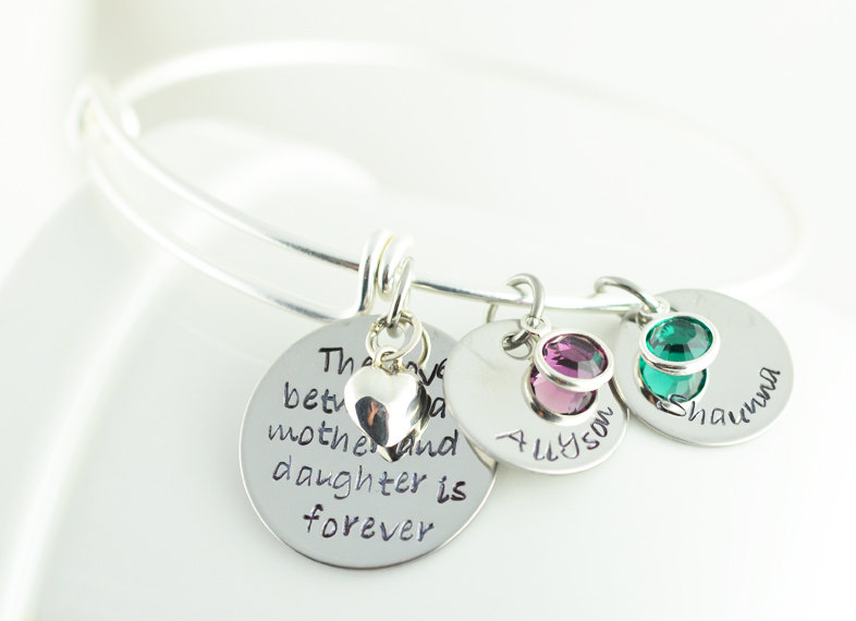 Silver Bangle Charm Bracelet, Personalized Bangle Bracelet, Mother/daughter Bracelet, Alex And Ani Style, Name Bracelet