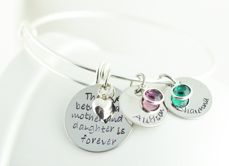 Silver Bangle Charm Bracelet Personalized Bangle Bracelet Mother daughter Bracelet Alex And Ani S on Luulla