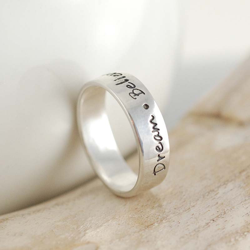 Personalized Ring - Mom Ring - Sterling Silver Ring - Hand Stamped Ring - Inspiration Ring