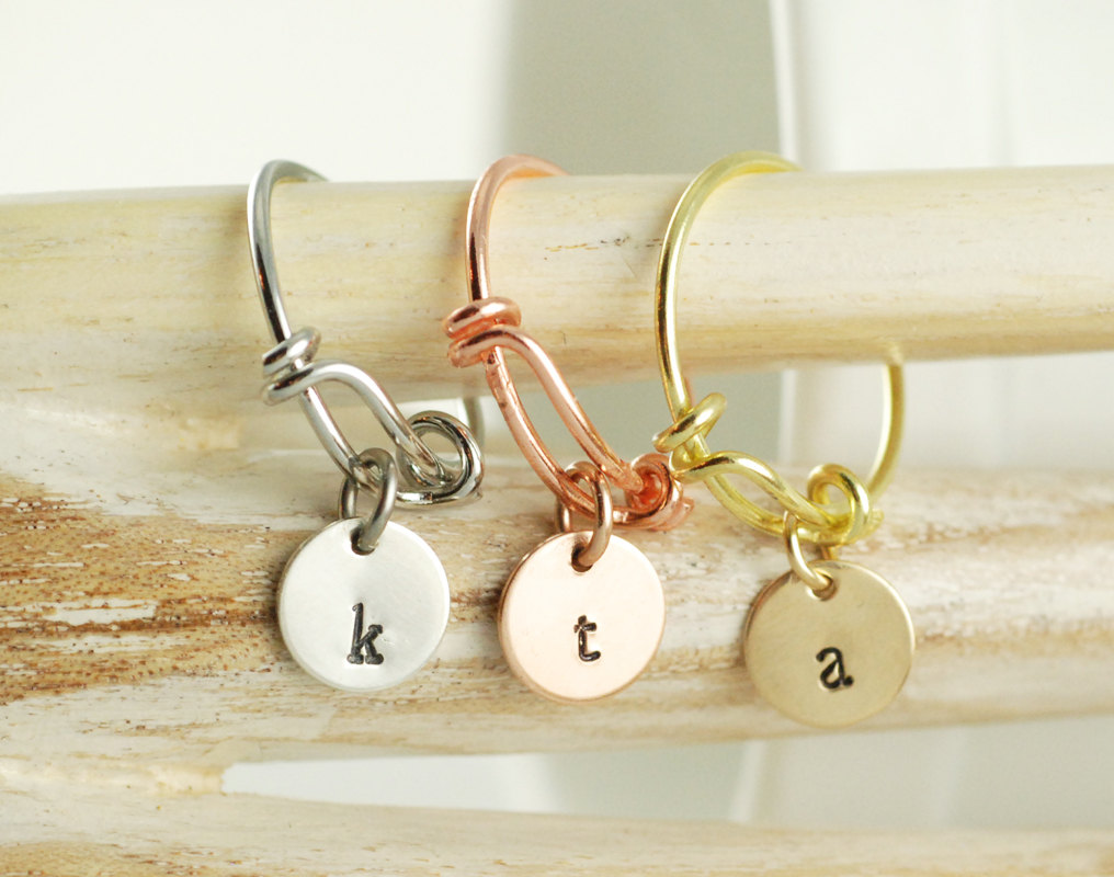 Personalized Charm Initial Ring, Dangle Stacking Ring, Adjustable Ring, Alex And Ani Ring Inspired