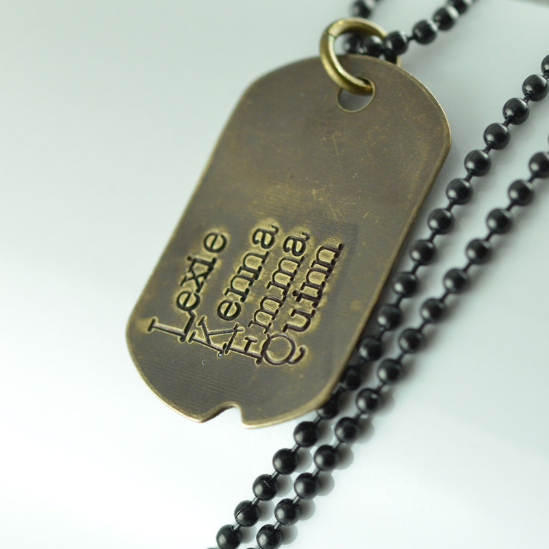 Fathers Day Gift, Personalized Dog Tag Necklace, Hand Stamped Mens Necklace, Mens Personalized Jewelry