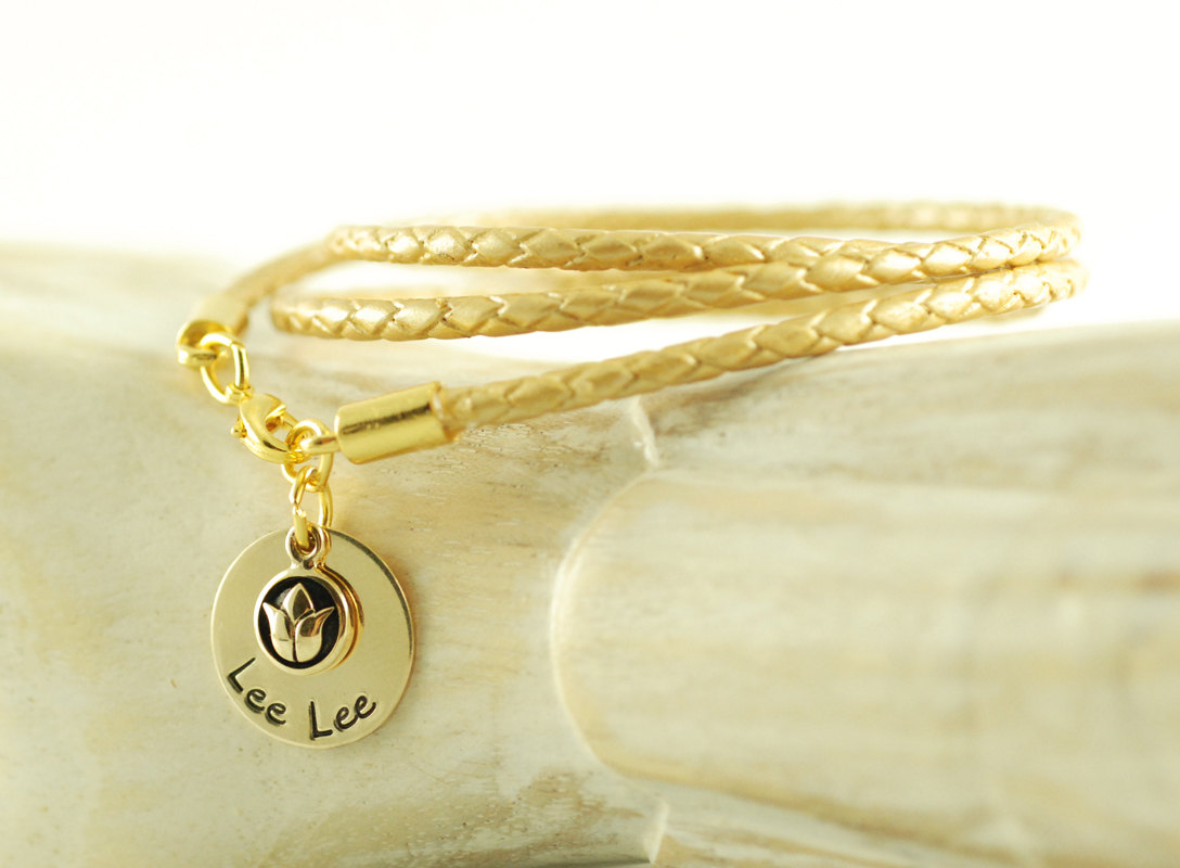 Personalized Hand Stamped Jewelry Leather Charm Bracelet Gift For Her Personalized Hand Stamped B on Luulla